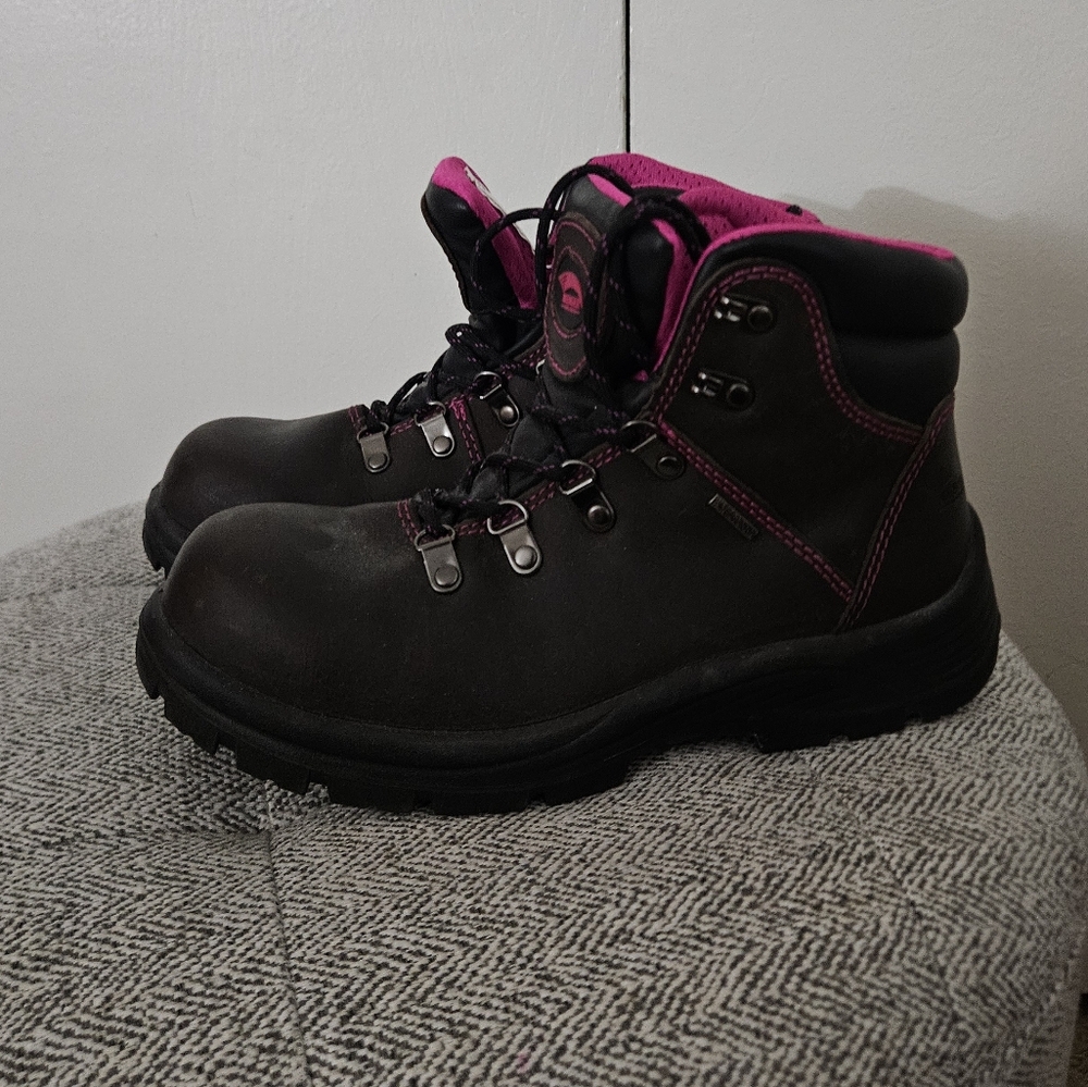 Avenger Women's Steel Toe Work Boots – Black & Pink – Size 7 - Picture 2 of 3